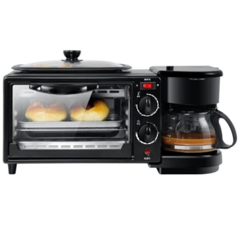 AOPIPI 三合一家庭用多機能サンドイッチ朝食機、トースター、ベーキング＆コーヒー、110Vミニオーブン焼き調理温度調節機能付き、上下ヒーター、高熱出力、一体型、家庭の朝食と昼食に最適 (A)